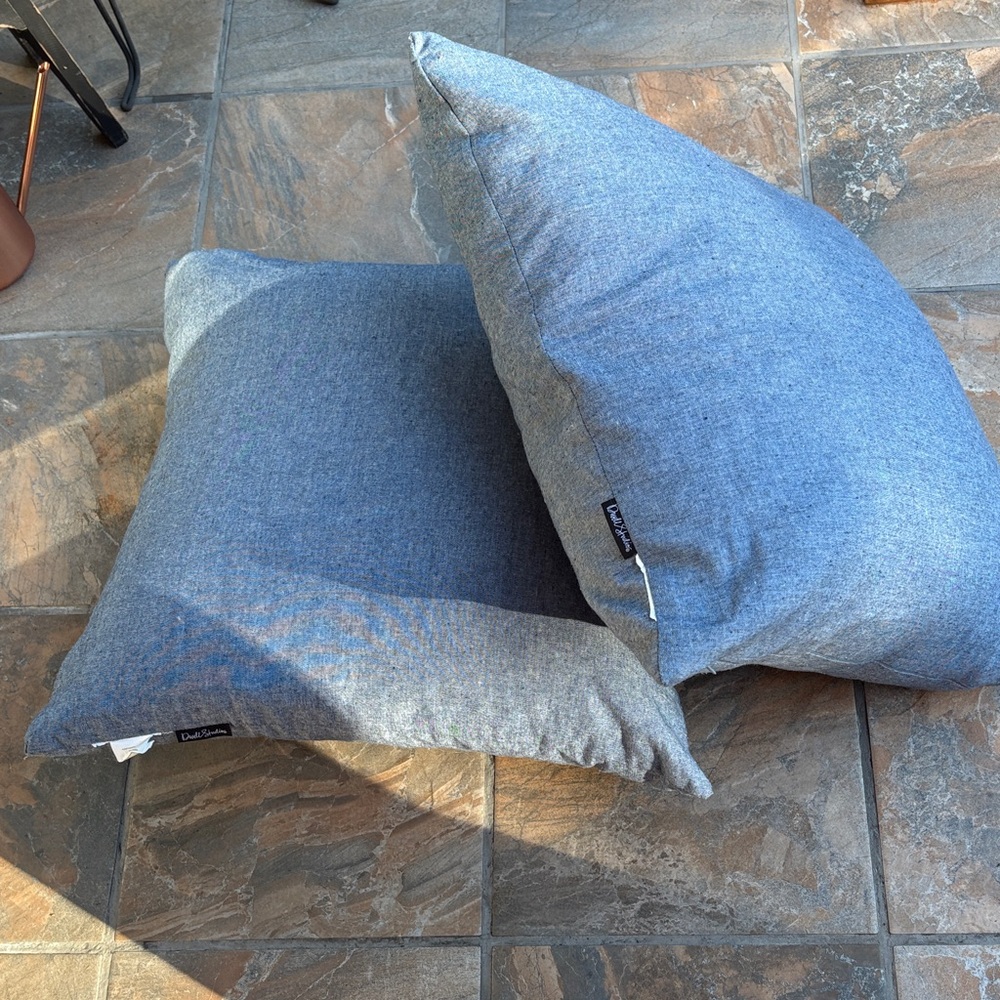 DWELL STUDIO Blue Accent Throw Pillow with Down Inserts 21x21 inches.